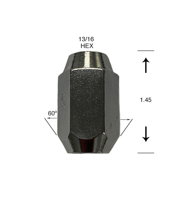 Lug Nut - Acorn 1-Piece Chrome 13/16" Hex